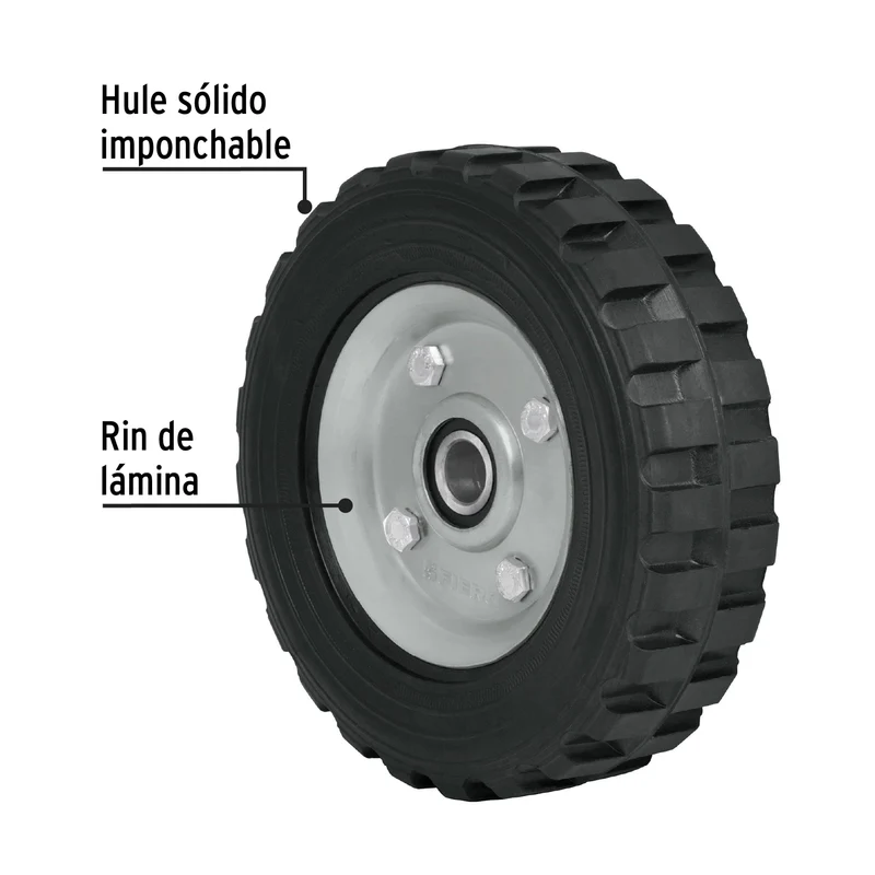 RUEDA DE HULE SÓLIDO PRETUL DE 7", DOBLE BALERO