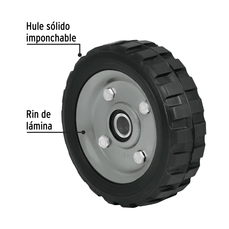 RUEDA DE HULE SÓLIDO PRETUL DE 6", DOBLE BALERO