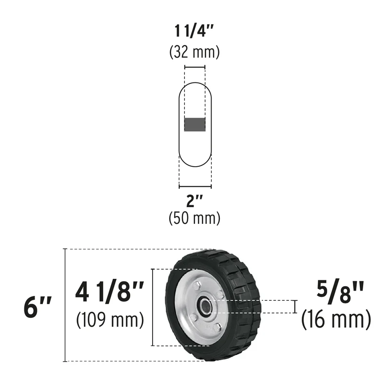 RUEDA DE HULE SÓLIDO PRETUL DE 6", DOBLE BALERO