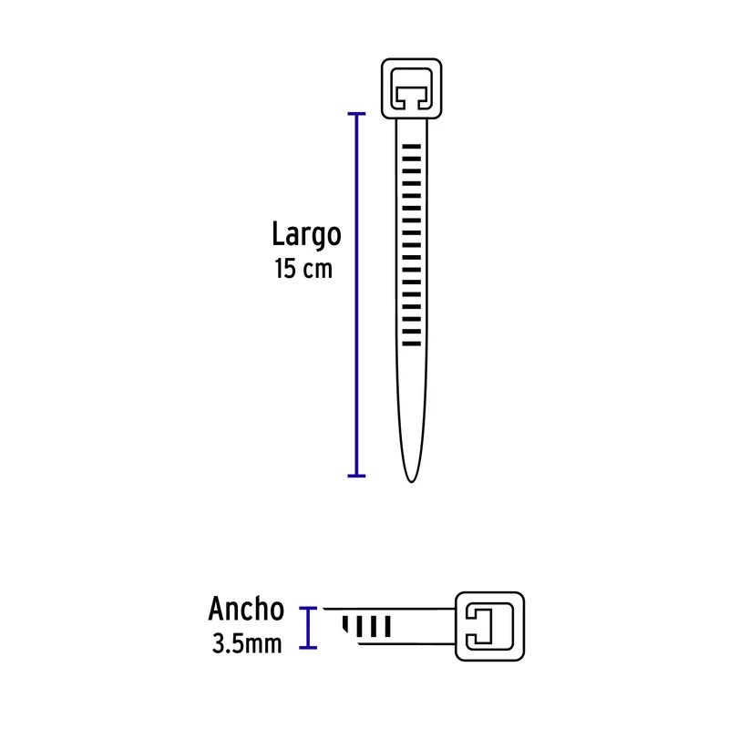 BOLSA CON 50 PRECINTOS PLÁSTICOS VOLTECK, 100X2.5 MM