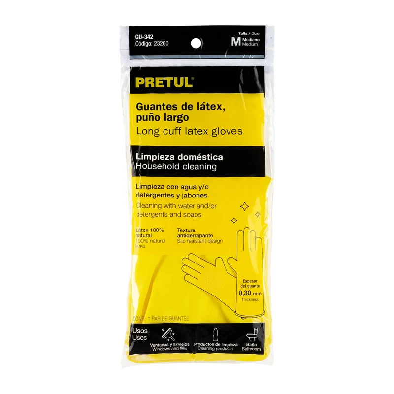 GUANTES DE LÁTEX PARA LIMPIEZA PRETUL, TALLA MEDIANA