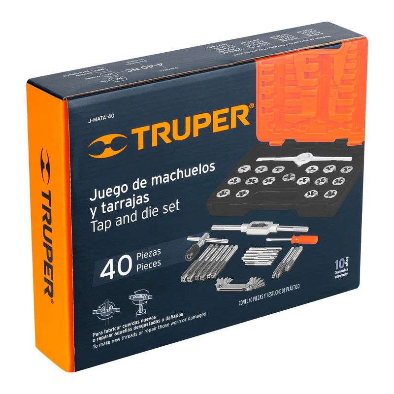 JUEGO DE 40 PIEZAS TRUPER DE MACHUELOS Y TARRAJAS