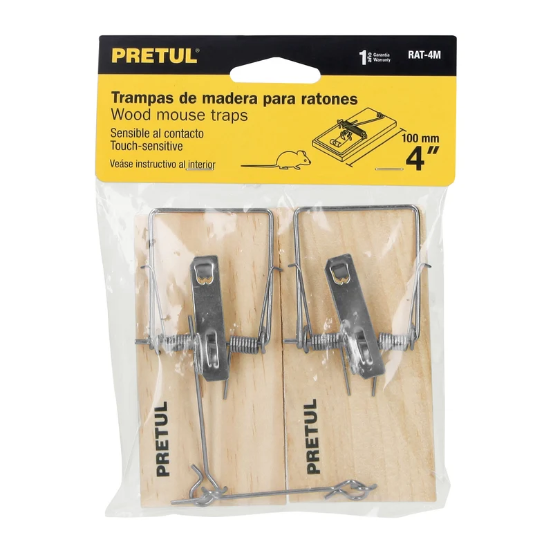 2 TRAMPAS PRETUL DE 4" DE MADERA PARA RATÓN
