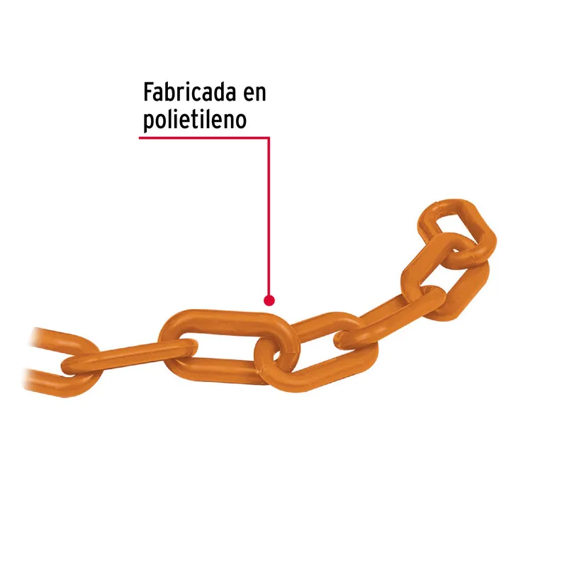 CADENA FIERO 8 MM DE PLÁSTICO NARANJA, CARRETE DE 25M