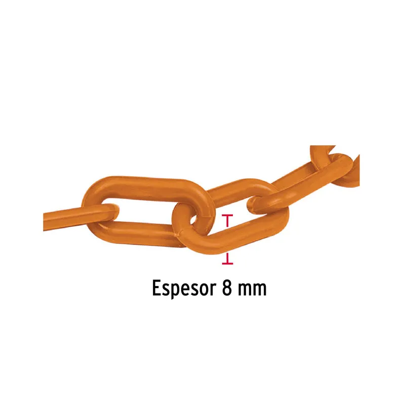 CADENA FIERO 8 MM DE PLÁSTICO NARANJA, CARRETE DE 25M