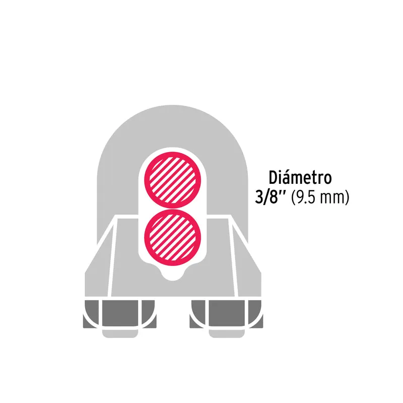 NUDO PARA CABLE FIERO DE 3/8", TARJETA CON 1 PIEZA