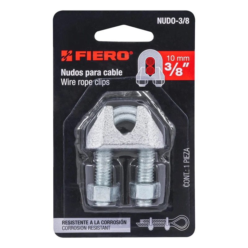 NUDO PARA CABLE FIERO DE 3/8", TARJETA CON 1 PIEZA