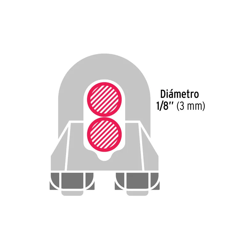 2 NUDOS DE HIERRO PARA CABLE FIERO, 1/8" EN BLÍSTER