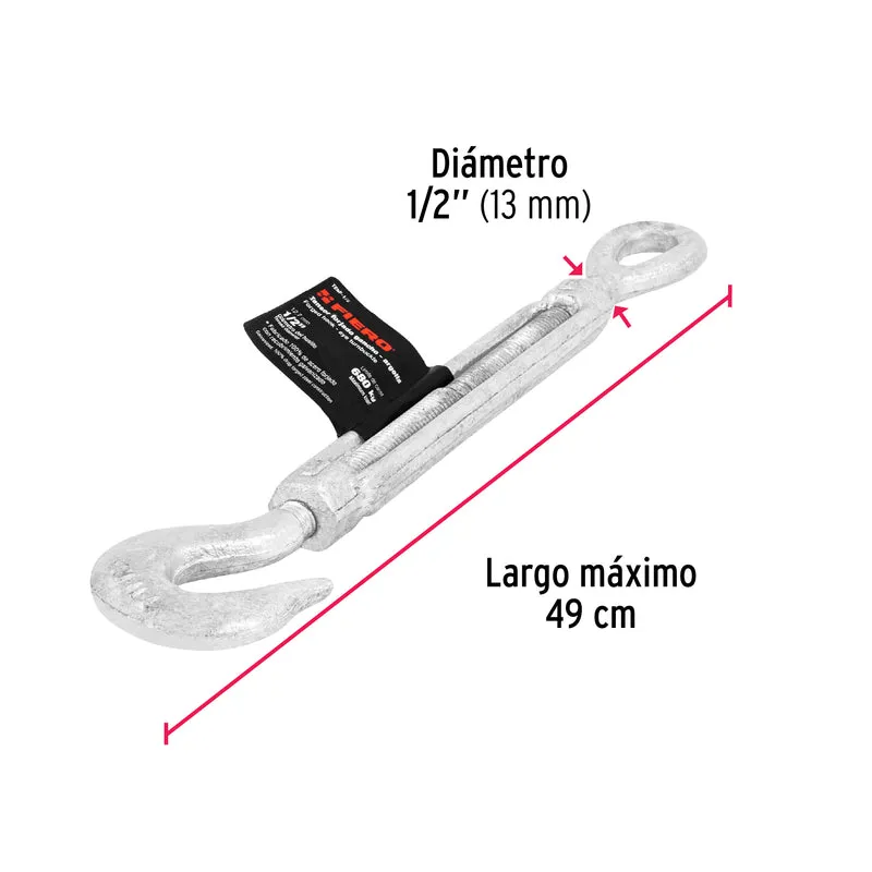 TENSOR FORJADO 1/2" GANCHO-ARGOLLA, FIERO