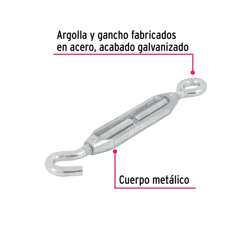 TENSOR ZINC 5/16" GANCHO-ARGOLLA, FIERO