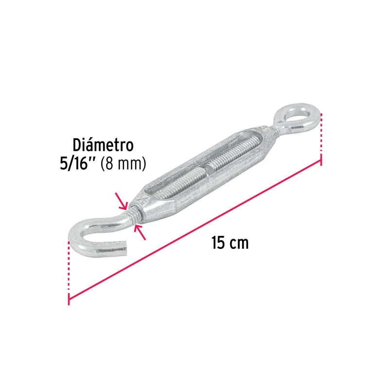 TENSOR ZINC 5/16" GANCHO-ARGOLLA, FIERO