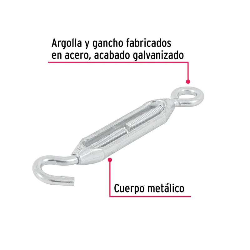 TENSOR ZINC 1/4" GANCHO-ARGOLLA, FIERO