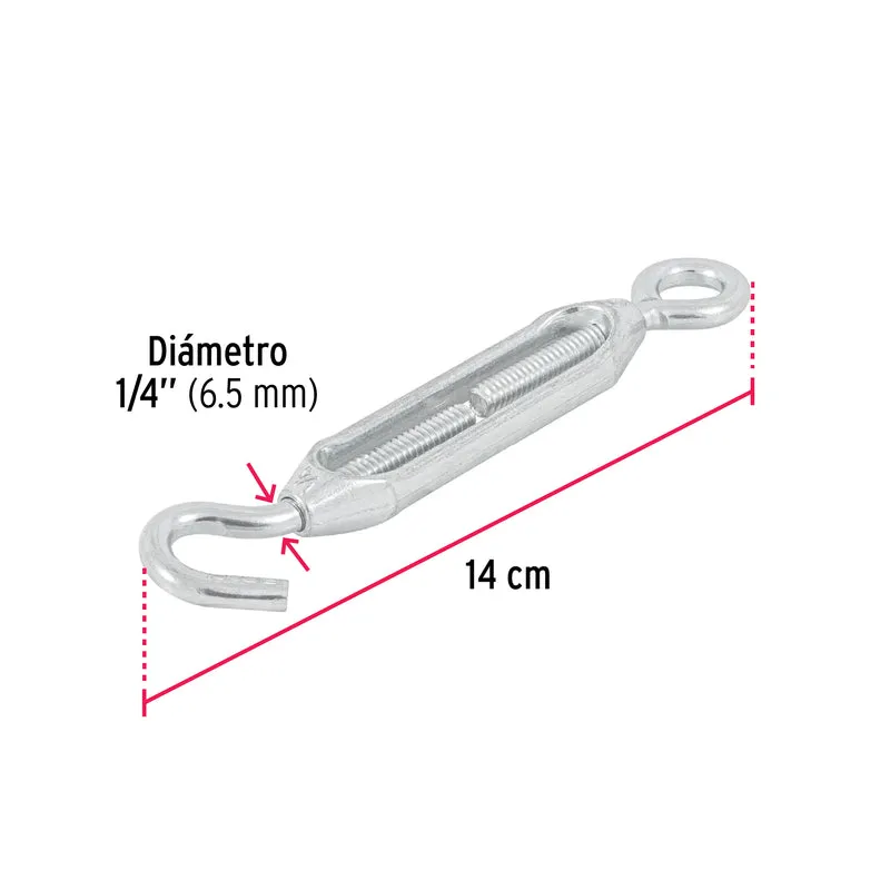 TENSOR ZINC 1/4" GANCHO-ARGOLLA, FIERO