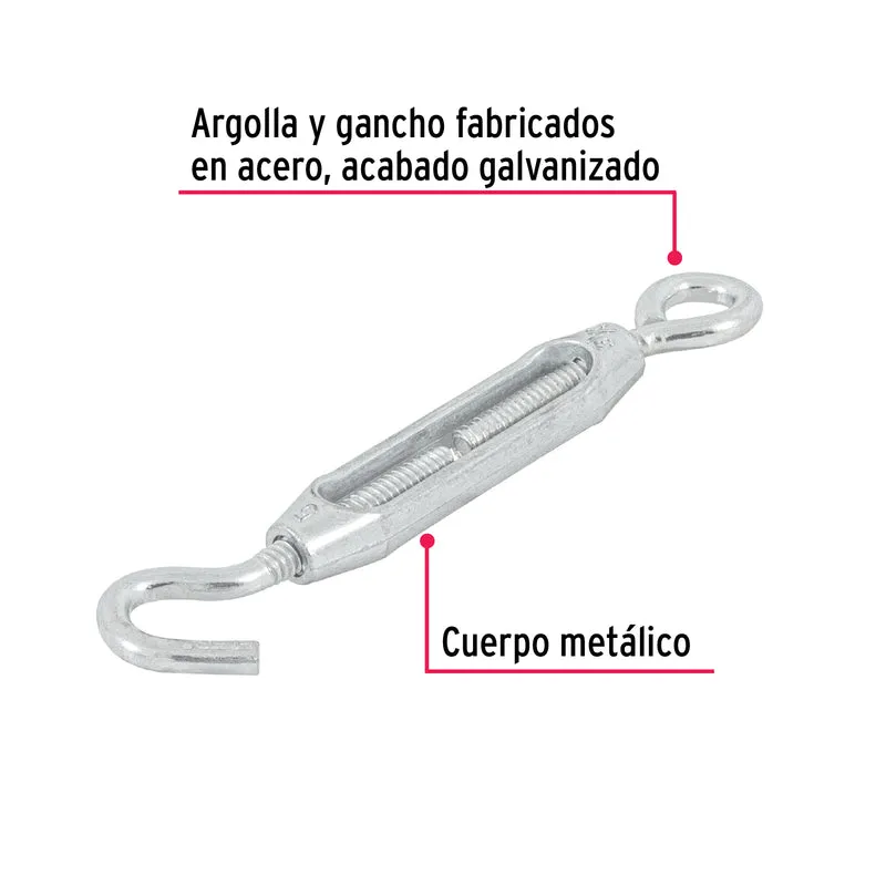 TENSOR ZINC 3/16" GANCHO-ARGOLLA, FIERO