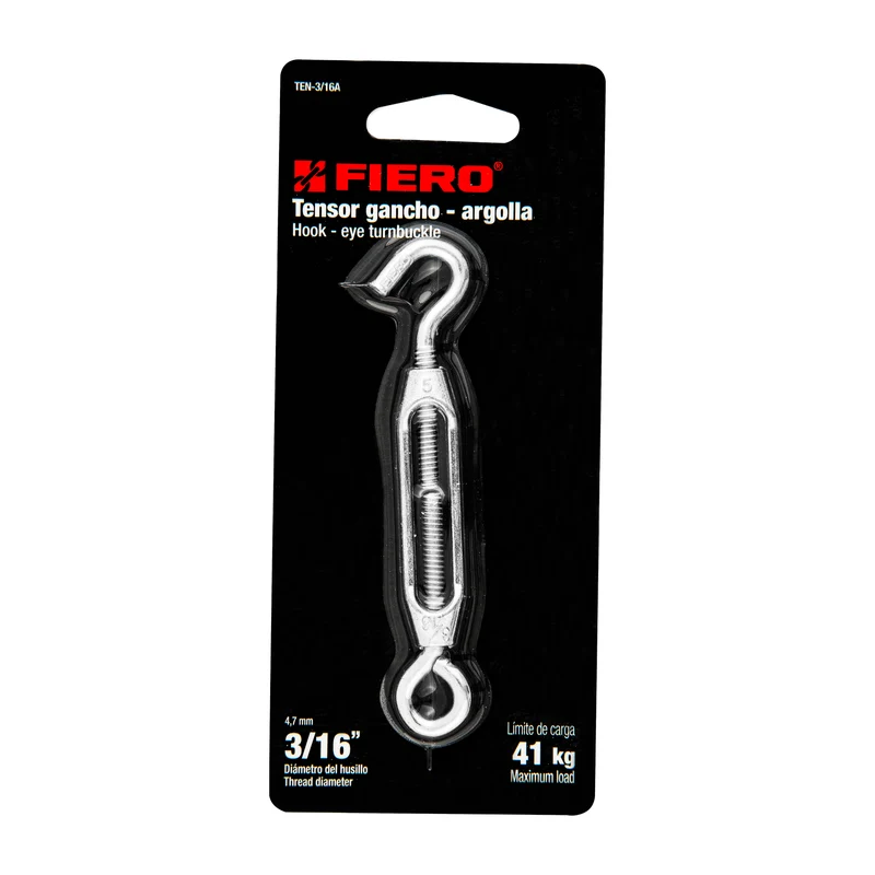 TENSOR ZINC 3/16" GANCHO-ARGOLLA, FIERO