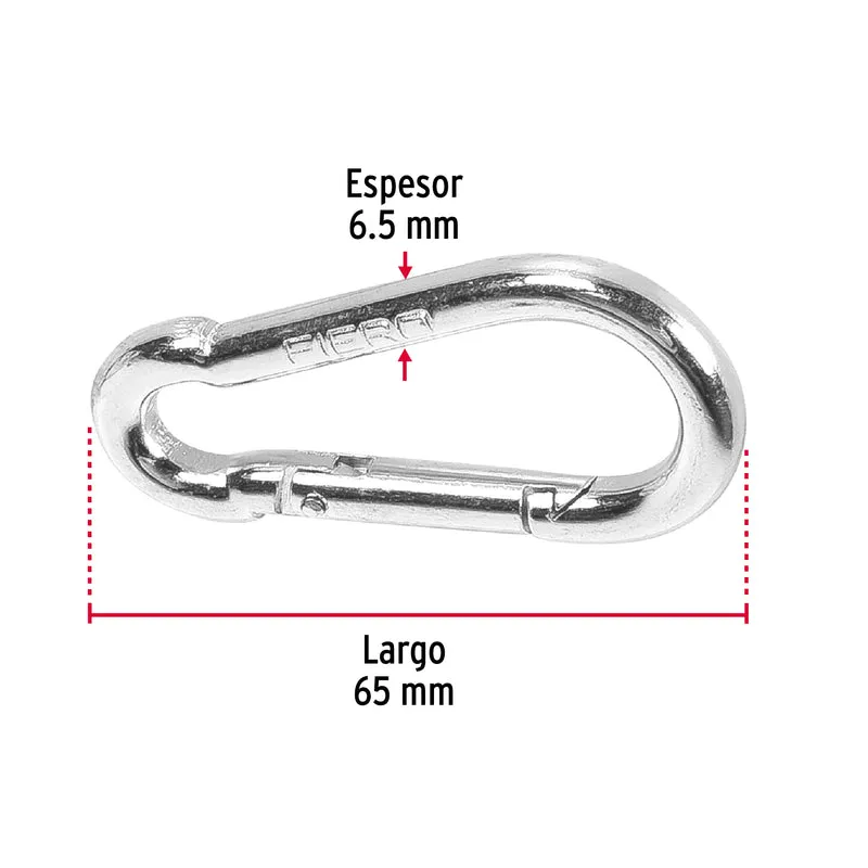 BANDOLA MOSQUETÓN DE ACERO 1/4", FIERO