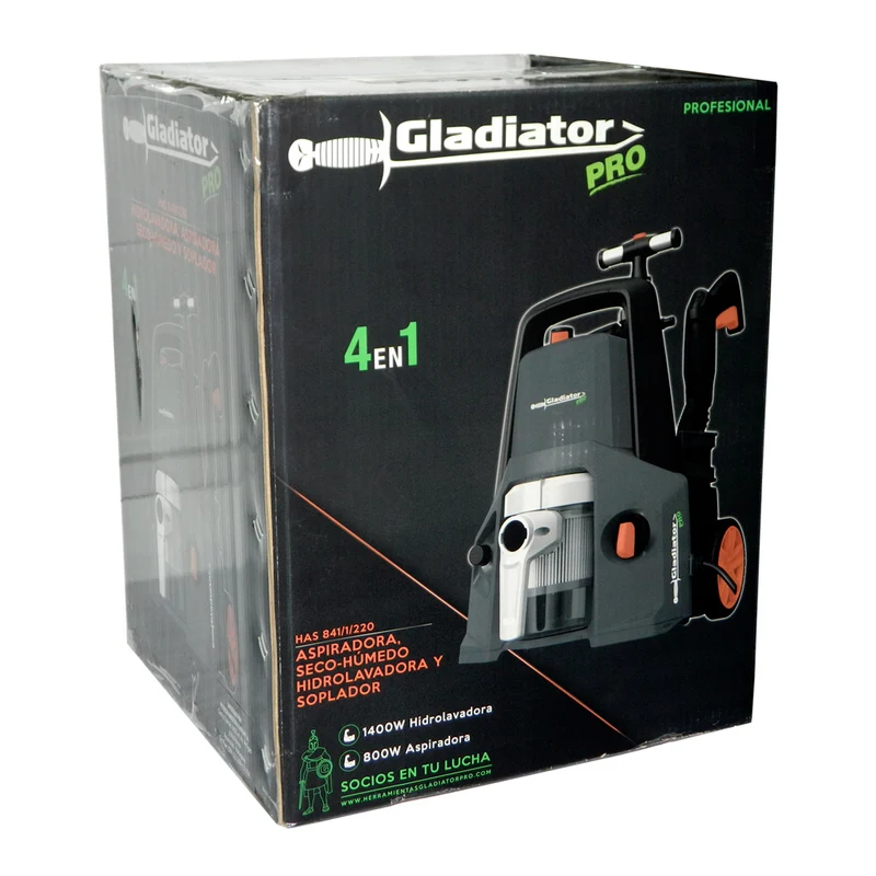 ASPIRADORA GLADIATOR 4 EN 1, SECO - HÚMEDO, HIDROLAVADORA Y SOPLADOR