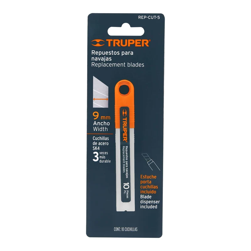 ESTUCHE CON 10 CUCHILLAS SK4 DE 18 MM PARA CUTTER, TRUPER