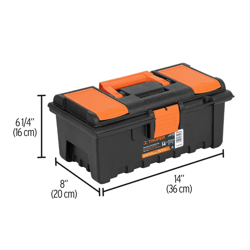 CAJA PARA HERRAMIENTA TRUPER DE 14" (36 CM) CON COMPARTIMENTOS