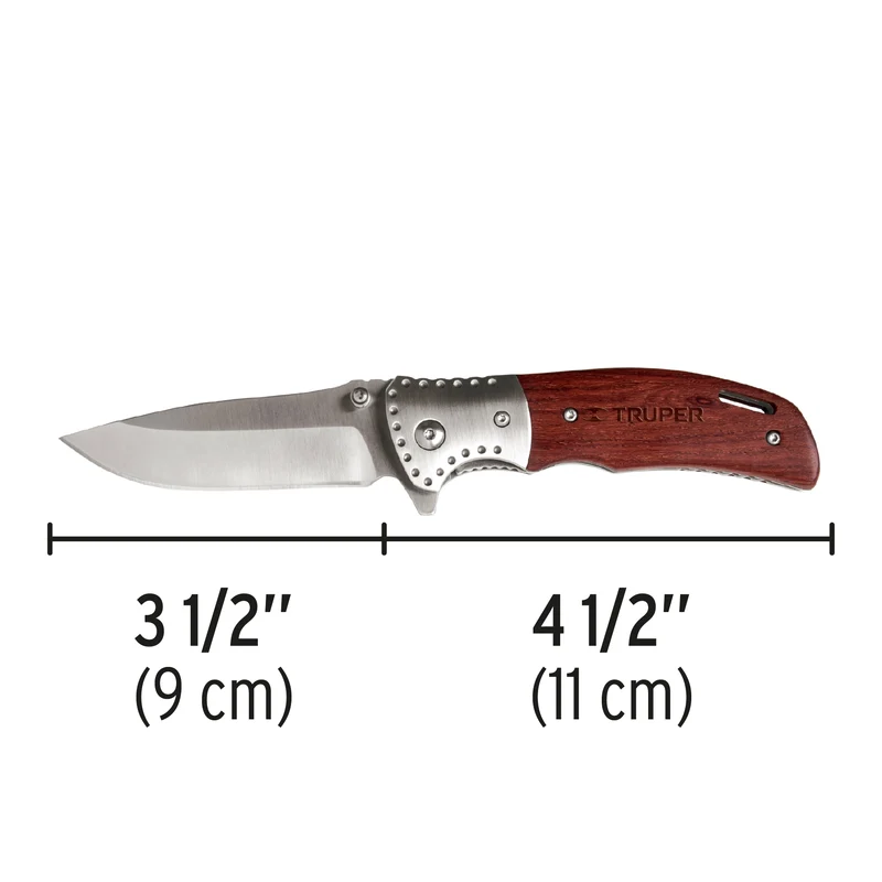 NAVAJA ABATIBLE 4-1/2" TRUPER, MANGO DE MADERA