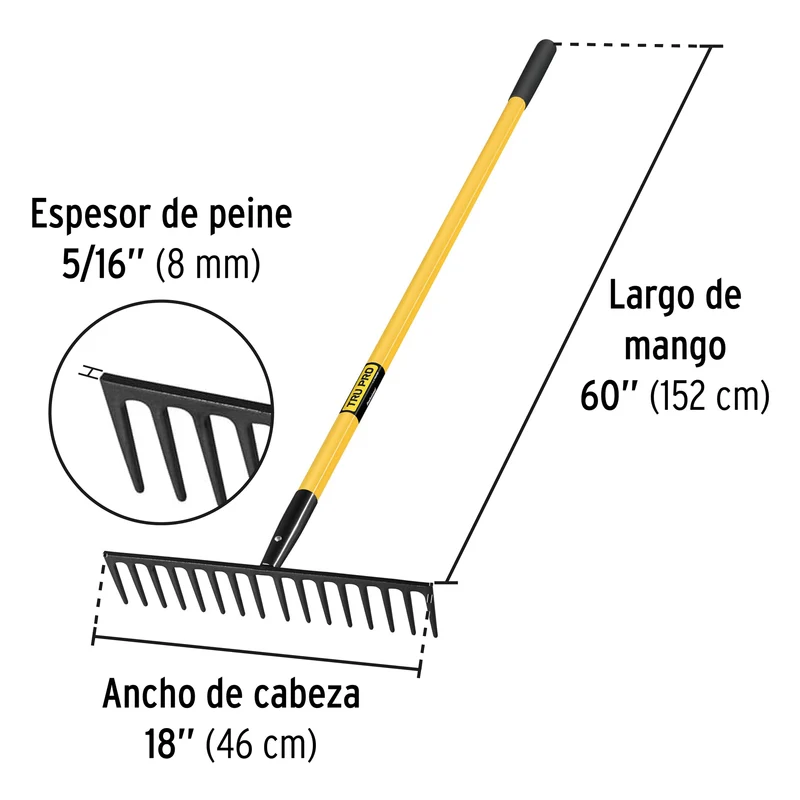 RASTRILLO RECTO TRUPER DE 16 DIENTES, 60" (152 CM)