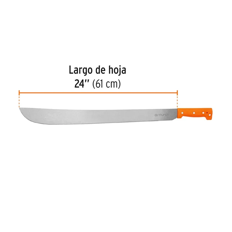 MACHETE ESTÁNDAR TRUPER DE 24" (61 CM), CACHA NARANJA REMACHADA
