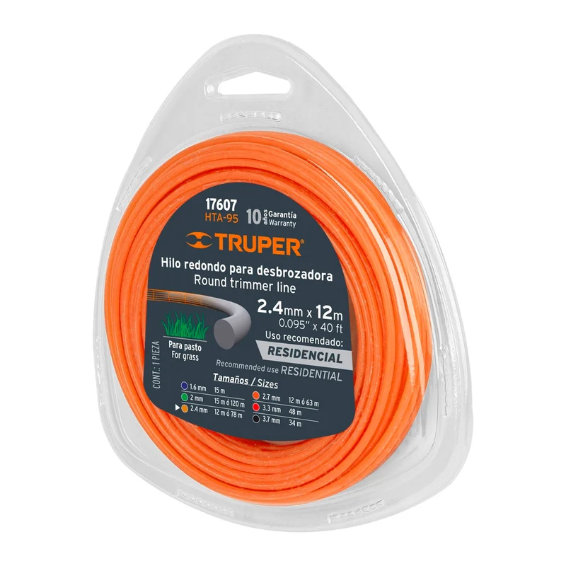 ROLLO DE HILO REDONDO TRUPER PARA DESBROZADORA, 2.4 MM X 12 M
