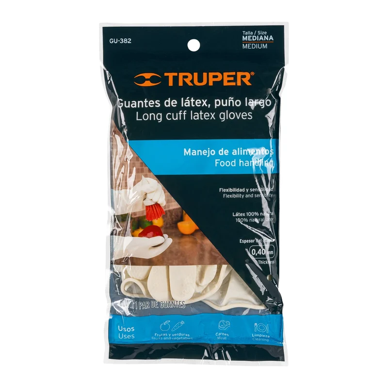 GUANTES DE LÁTEX NATURAL TRUPER PARA MANEJO DE ALIMENTOS
