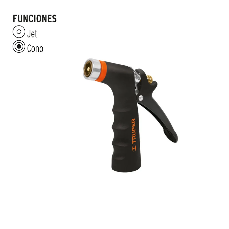 PISTOLA PARA RIEGO TRUPER DE 2 FUNCIONES, METÁLICA CON RECUBRIMIENTO