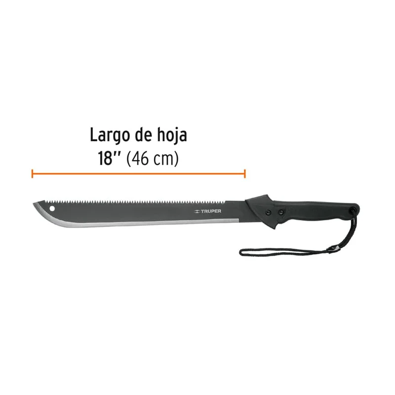 MACHETE DOBLE FILO TRUPER DE 18" (46 CM), CACHA BIMATERIAL CON FUNDA