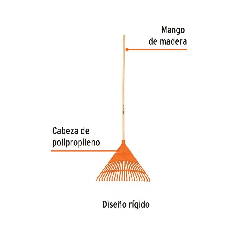 ESCOBA PLÁSTICA RÍGIDA PARA JARDÍN TRUPER DE 22 DIENTES