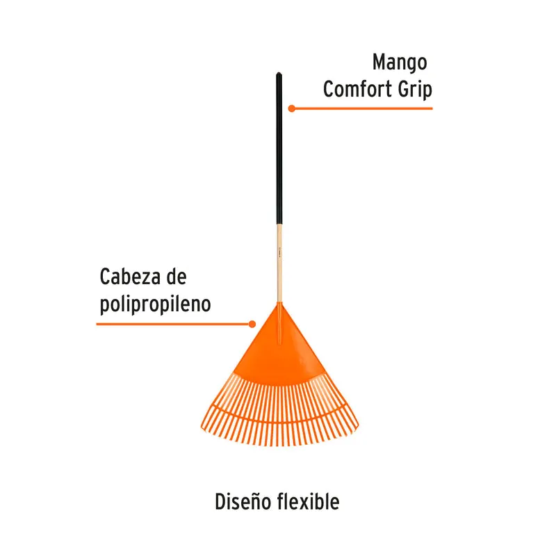 ESCOBA PLÁSTICA FLEXIBLE PARA JARDÍN TRUPER DE 30 DIENTES