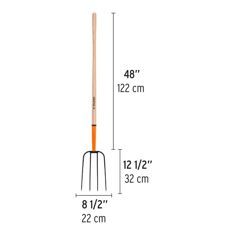 BIELDO PARA PAJA TRUPER CON 4 DIENTES, MANGO 48" (122 CM)