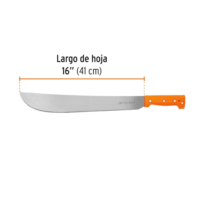 MACHETE ESTÁNDAR TRUPER DE 16" (41 CM), CACHA NARANJA REMACHADA