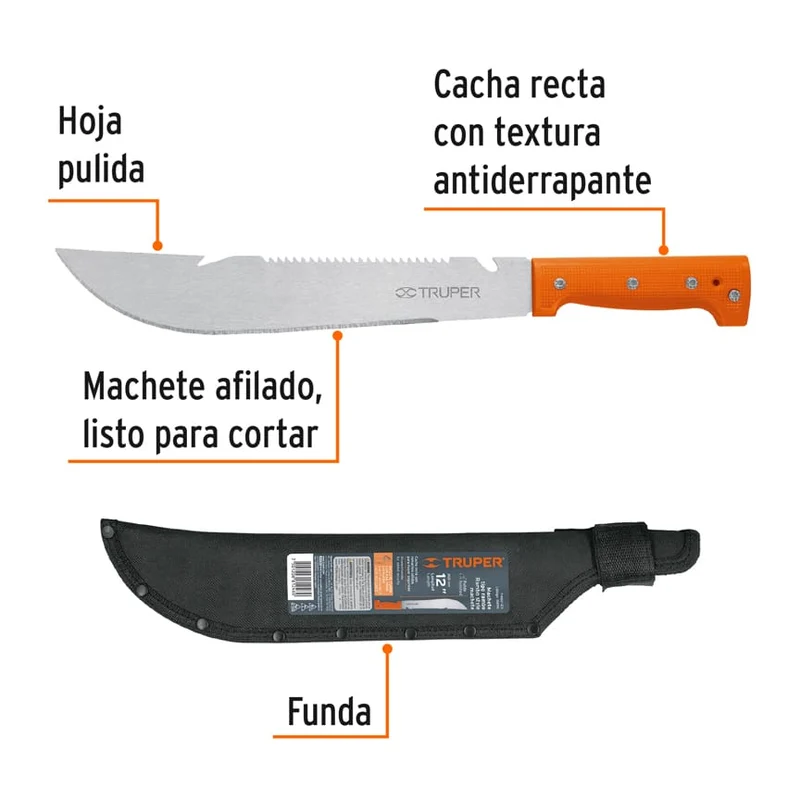 MACHETE RAMBO 12" (31 CM) TRUPER, CACHA REMACHADA