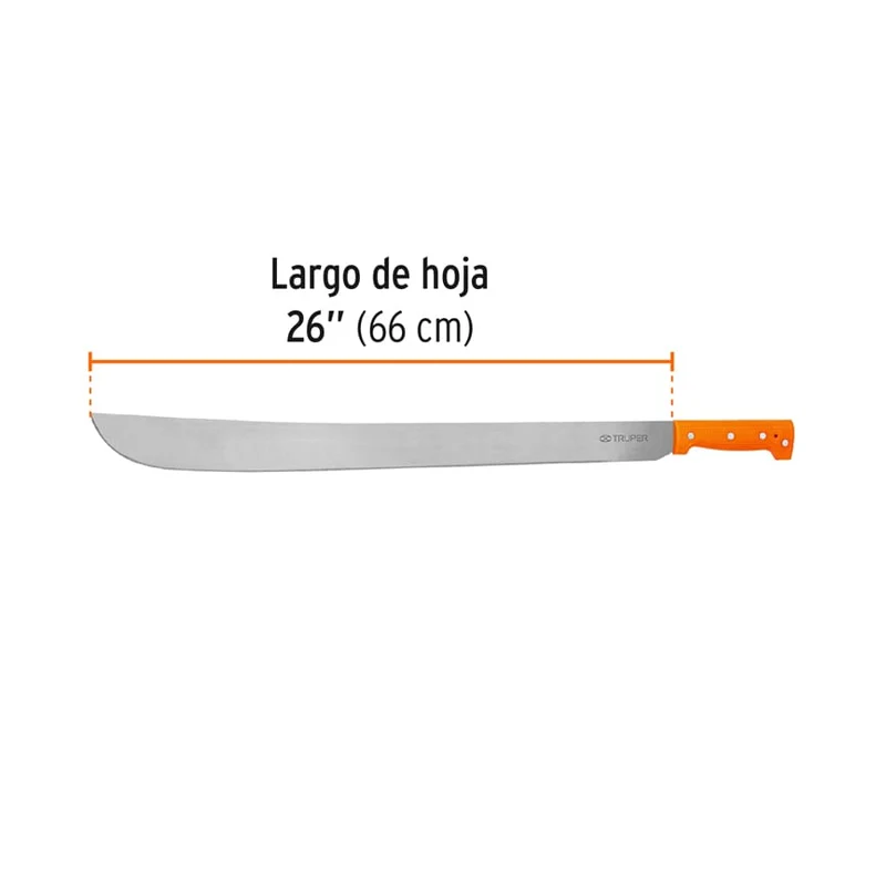 MACHETE ESTÁNDAR TRUPER DE 24" (61 CM), CACHA NARANJA REMACHADA