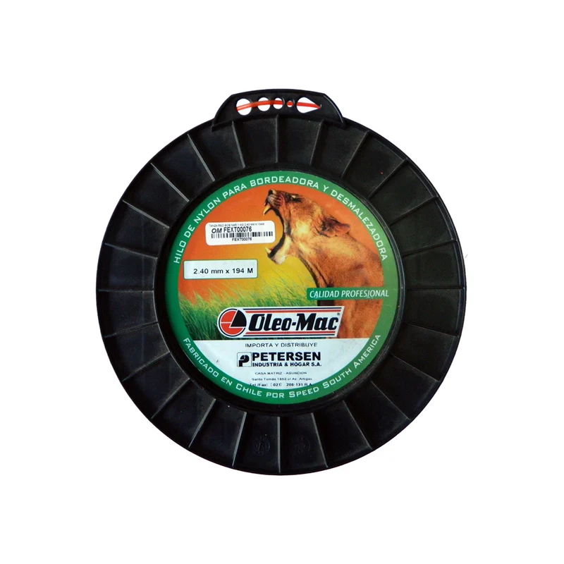HILO DE NYLON REDONDO OLEO MAC 2.40MM X 194M, ROLLO 1 KG ALTA TECNOLOGÍA