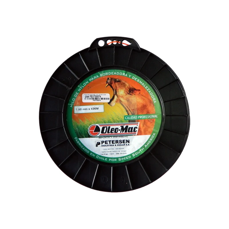 HILO DE NYLON REDONDO OLEO MAC 1.60MM X 436M, ROLLO 1 KG ALTA TECNOLOGÍA