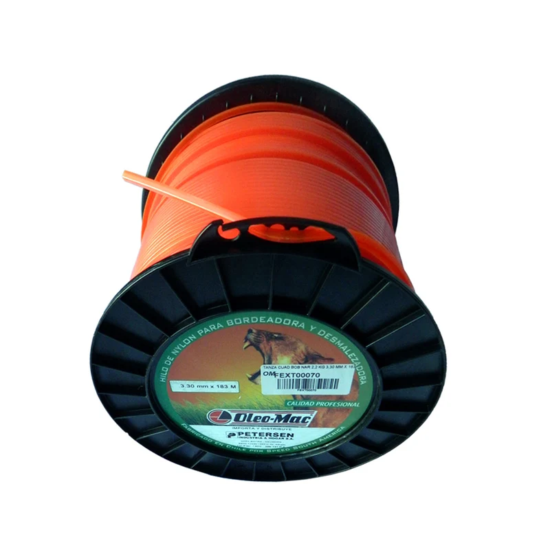 HILO DE NYLON CUADRADO PARA BORDEADORA Y DESMALEZADORA OLEO MAC 3.30MM X 183M, ROLLO 2.2 KG