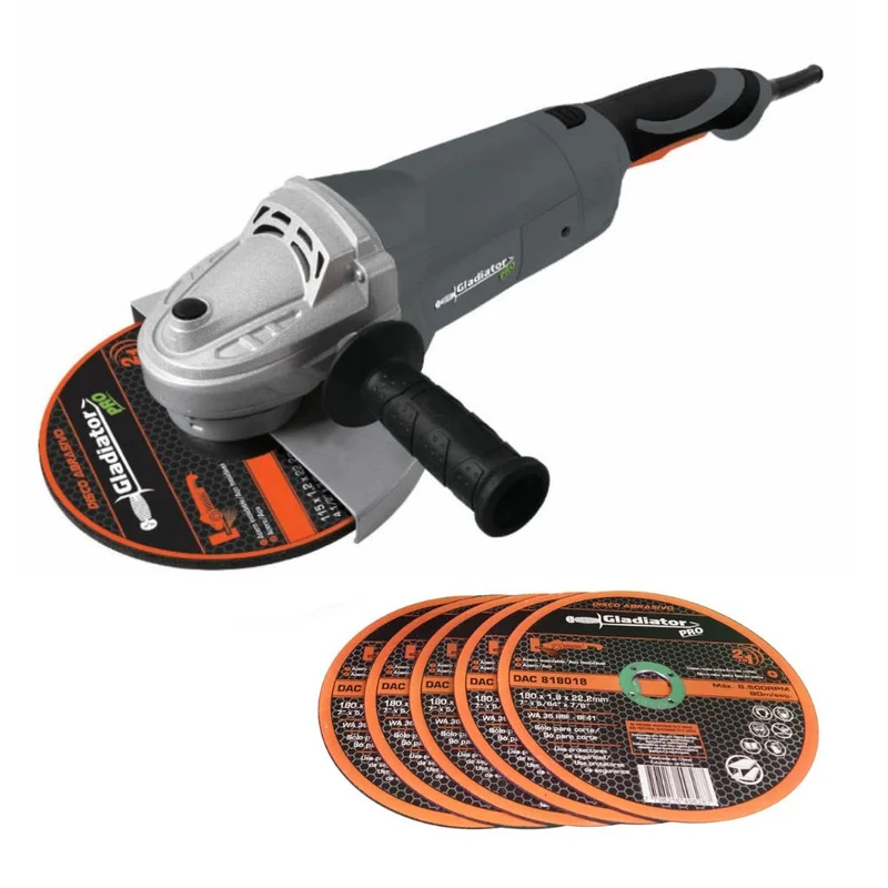 AMOLADORA ANGULAR GLADIATOR DE 7" 2300W + 5 DISCOS