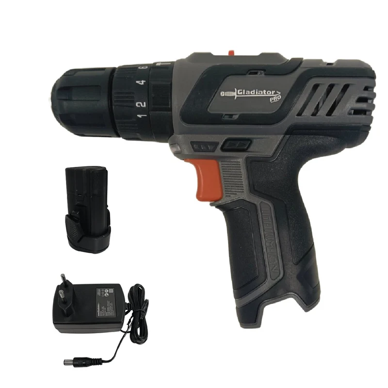 TALADRO PERCUTOR RECARGABLE GLADIATOR 10MM 12V