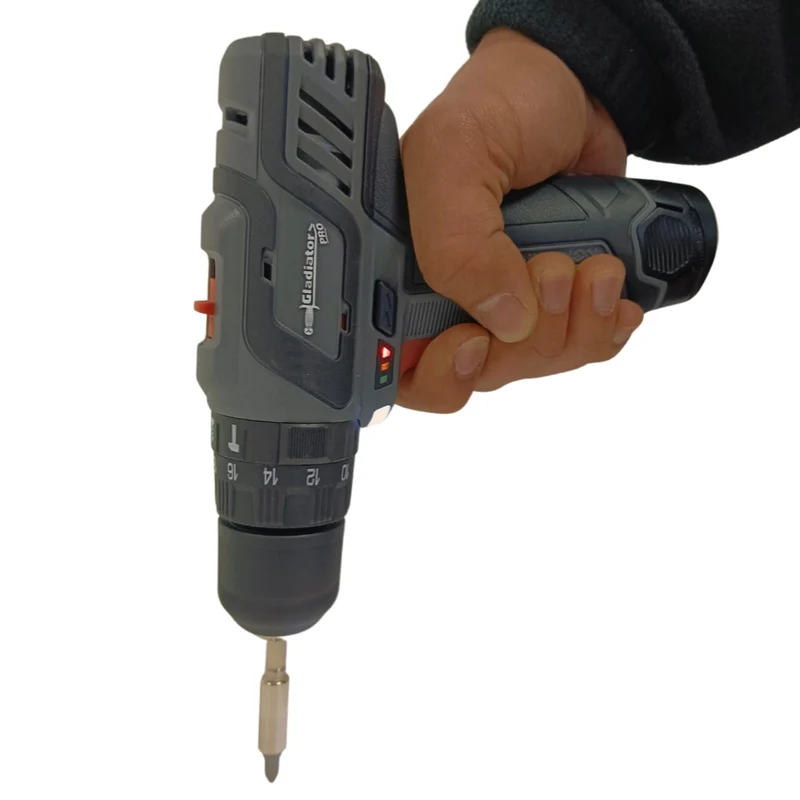 TALADRO PERCUTOR RECARGABLE GLADIATOR 10MM 12V