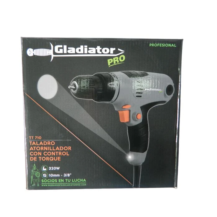 TALADRO ATORNILLADOR GLADIATOR 10MM 320W CON CONTROL DE TORQUE