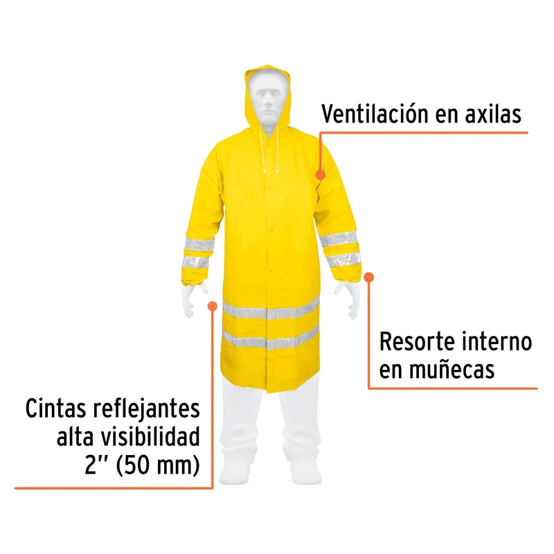 GABARDINA IMPERMEABLE TRUPER CON REFLEJANTE, TALLA GRANDE