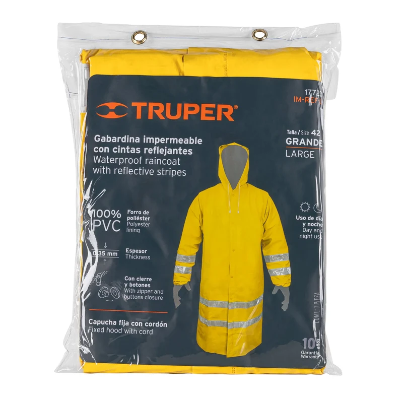 GABARDINA IMPERMEABLE TRUPER CON REFLEJANTE, TALLA GRANDE