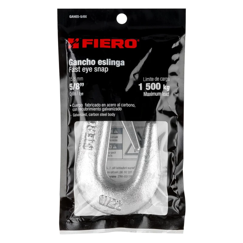 GANCHO ESLINGA DE ACERO FORJADO 5/8" FIERO, CARGA 1500 KG