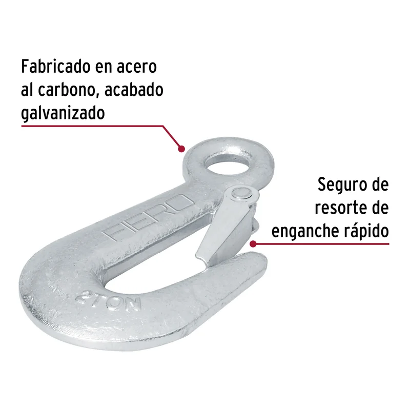 GANCHO ESLINGA DE ACERO FORJADO 5/8" FIERO, CARGA 2000 KG