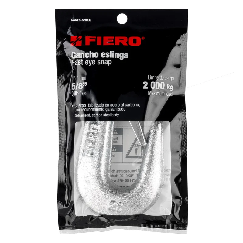 GANCHO ESLINGA DE ACERO FORJADO 5/8" FIERO, CARGA 2000 KG