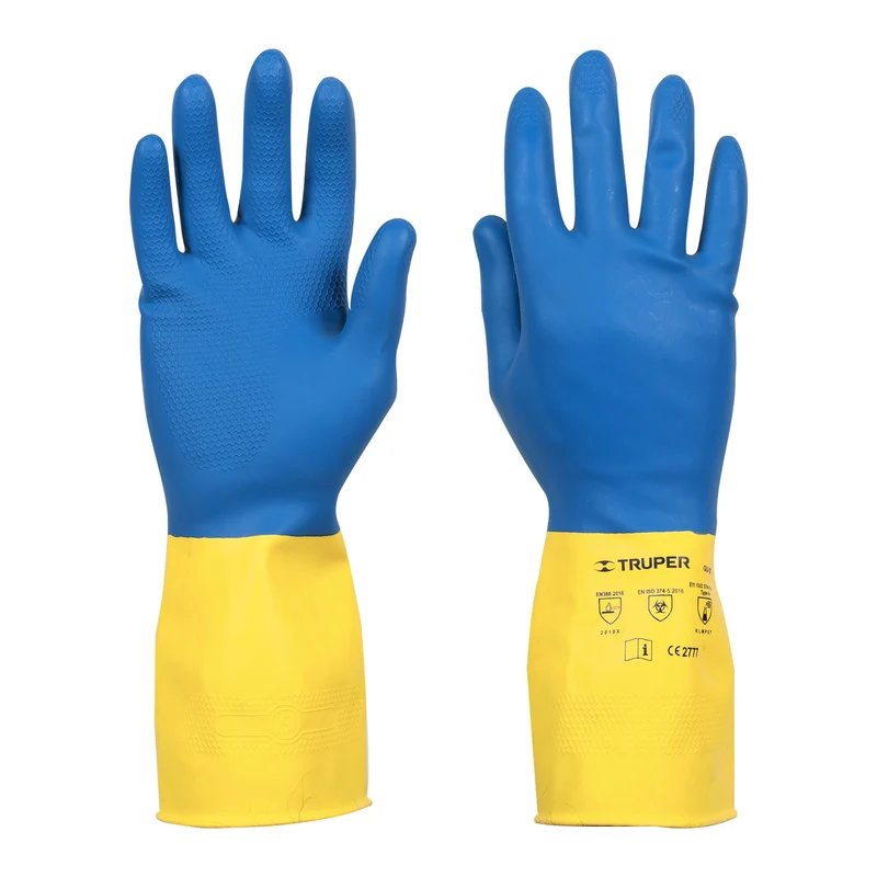GUANTES DE LÁTEX REFORZADOS PARA LIMPIEZA TRUPER, TALLA CHICA