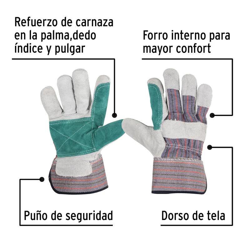 GUANTES DE CARNAZA Y LONETA CON REFUERZO PRETUL, UNITALLA
